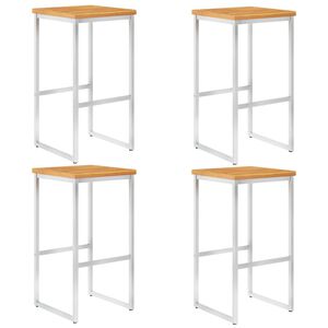vidaXL Bar Chairs 4 pcs Solid Acacia Wood and Stainless Steel