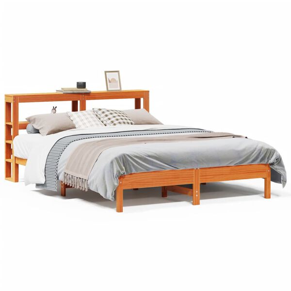 vidaXL Bed Frame without Mattress Wax Brown 140x200 cm Solid Wood Pine
