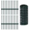 vidaXL Fence with Post Green 0.4 x 50 m Steel and PVC