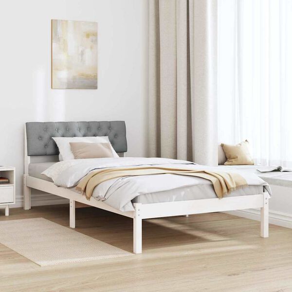 vidaXL Bed frame White and light grey 100 x 200 cm Solid pine wood