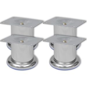 vidaXL Sofa Leg | Set of 4 | Chrome | Iron | Standard | Sofa Legs | Cylindrical