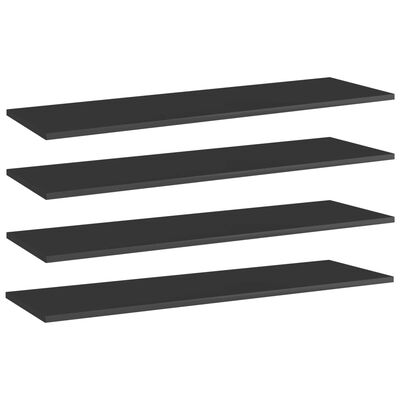 vidaXL Bookshelf Boards 4 pcs High Gloss Black 100x30x1.5 cm Engineered Wood
