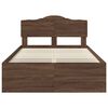 vidaXL Bed Frame with Headboard Brown Oak 120 x 190 cm Solid Pine Wood
