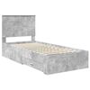 vidaXL Bed Frame with Drawer Concrete Grey 90 x 200 cm Engineered Wood