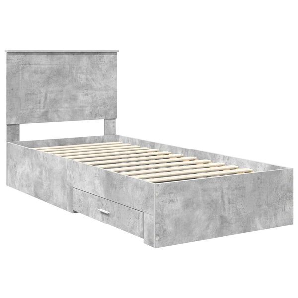 vidaXL Bed Frame with Drawer Concrete Grey 90 x 200 cm Engineered Wood