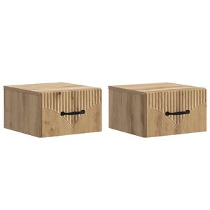 vidaXL Wall-Mounted Bedside Cabinet 2 pcs Artisan Oak Engineered Wood