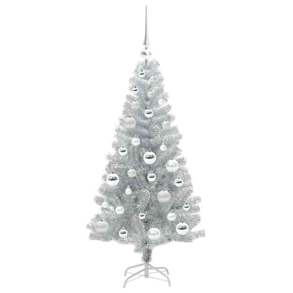 vidaXL Christmas Tree with 150 LEDs with Stand Silver 120 cm PET
