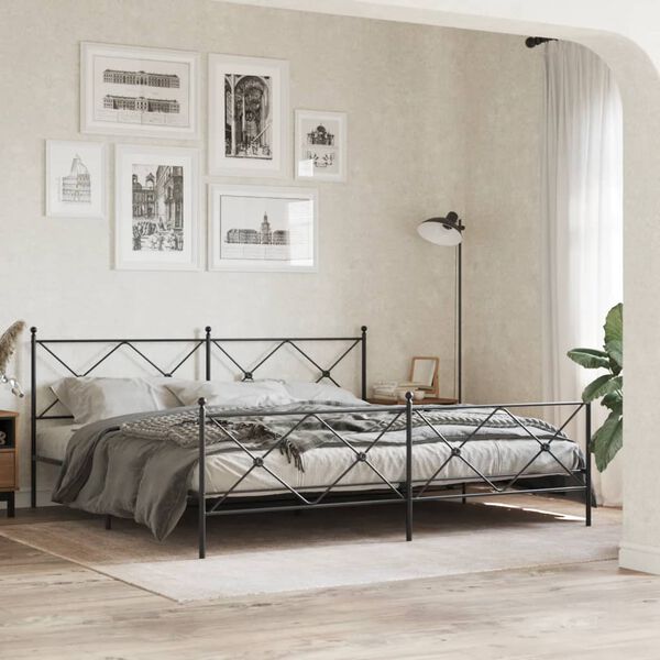vidaXL Metal Headboard Black 200cm