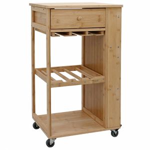 vidaXL Kitchen Trolley with Wheels Natural 47.5 x 36 x 83 cm Bamboo