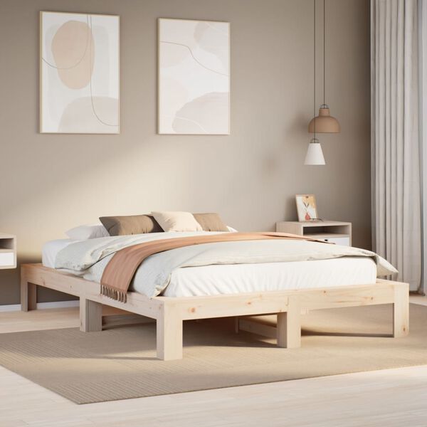 vidaXL Bed Frame without Mattress 150x200 cm King Size Solid Wood Pine