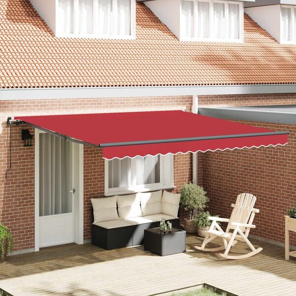 vidaXL Retractable Awning Manual Red 400 x 300 cm Polyester and Steel
