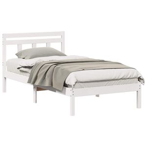 vidaXL Bed Frame White 90 x 190 cm Solid Pine Wood