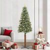 vidaXL Slim Christmas Tree Green 210 cm PVC and Solid Pine wood