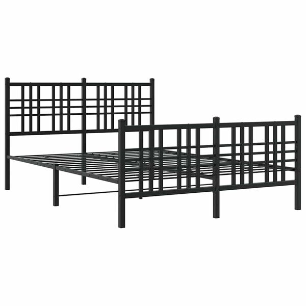 vidaXL Metal Bed Frame without Mattress with Footboard Black 120x200cm