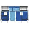 vidaXL Kids'Loft Bed Frame with Curtains Black and Blue 90 x 190 cm