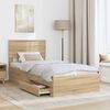 vidaXL Bed Frame Sonoma Oak and Silver 75 x 190 cm Engineered Wood