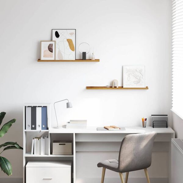 vidaXL Wall Shelf with Shelf 2 pcs Beige 80 x 9 x 3 cm Engineered Wood