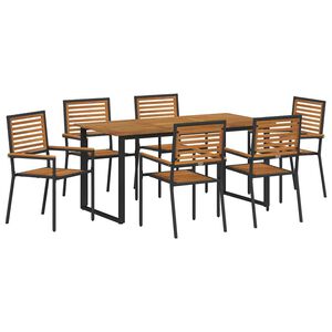 vidaXL Garden Dining Set 7 pcs Black Solid Acacia Wood