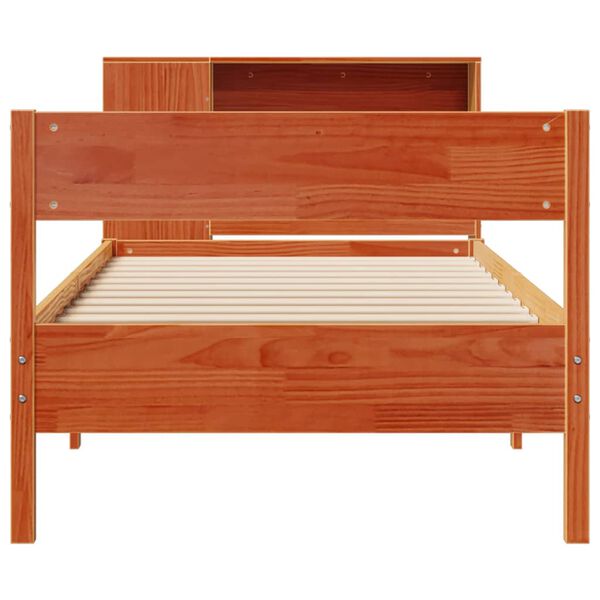 vidaXL Bookcase Bed without Mattress Wax Brown 75x190 cm Small Single Solid Wood Pine