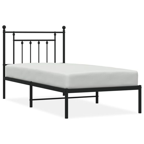 vidaXL Metal Bed Frame without Mattress with Headboard Black 80x200cm