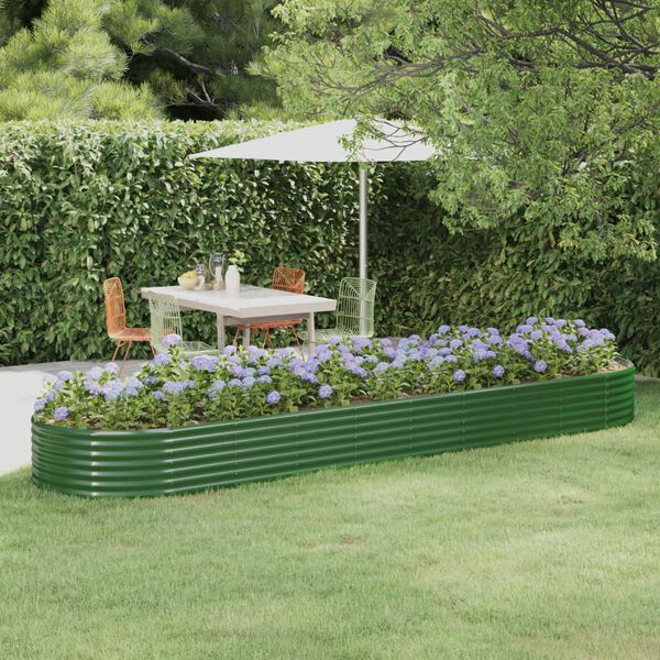 vidaXL Garden Raised Bed Galvanised Steel 396x100x36 cm Green