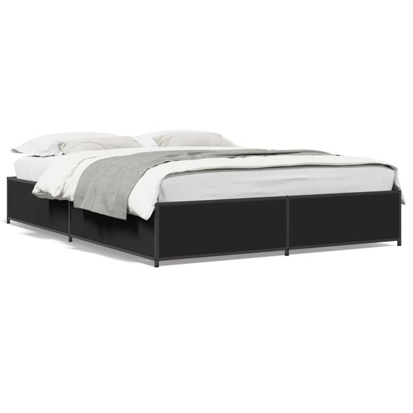 vidaXL Bed Frame without Mattress Black 140x190 cm