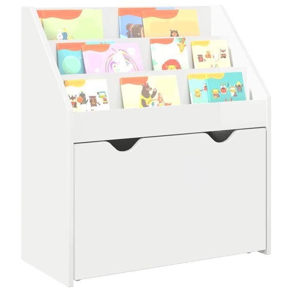 vidaXL Kids Bookshelf with Drawer High Gloss White 60 x 29.5 x 69 cm