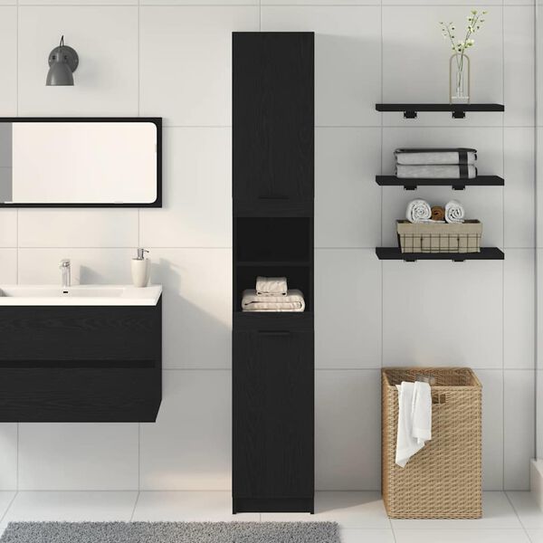vidaXL Bathroom Cabinet Black oak 32 x 34 x 188.5 cm Engineered Wood