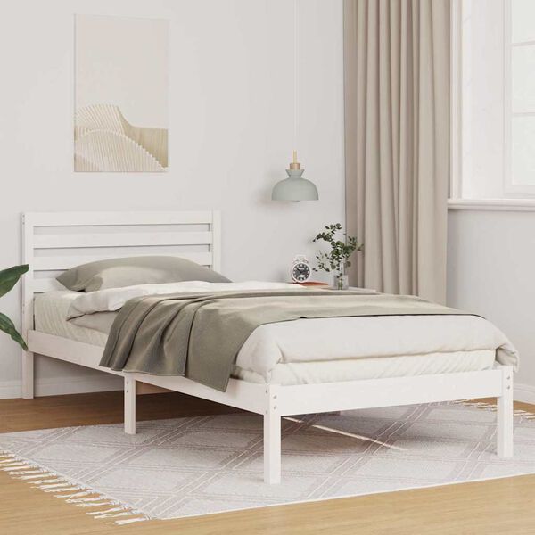 vidaXL Bed Frame with Headboard White 80 x 210 cm Solid Pine Wood
