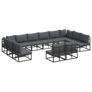 vidaXL Garden Sofa Set with Cushion 12 pcs Black Aluminium
