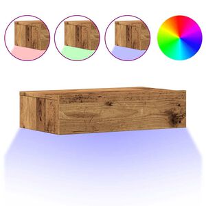 vidaXL TV Cabinet with LED Lights Old Wood 60x35x15.5 cm