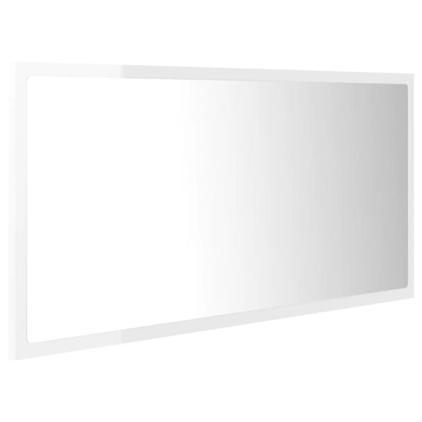 vidaXL LED Bathroom Mirror High Gloss White 90x8.5x37 cm Acrylic