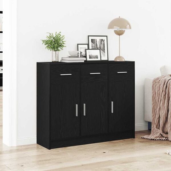 vidaXL Sideboard Black Oak 91x28x75 cm Engineered Wood
