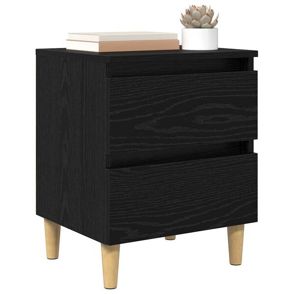 vidaXL Bed Cabinet Black Oak 40 x 35 x 50 cm Engineered Wood