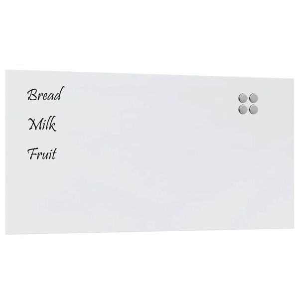 vidaXL Wall-mounted Magnetic Board White 100x50 cm Tempered Glass