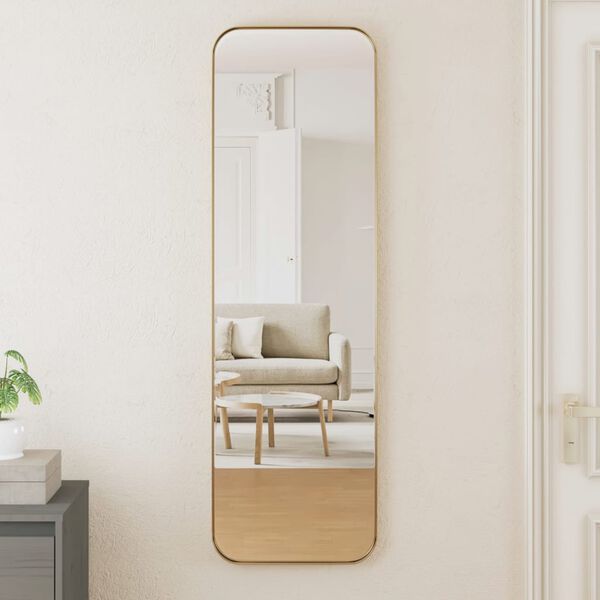 vidaXL Wall-mounted Mirror Gold 30x100 cm Rectangle