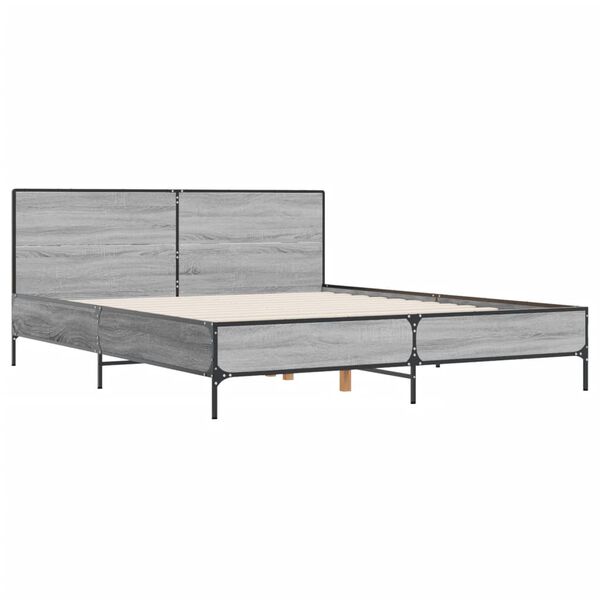 vidaXL Bed Frame without Mattress Grey Sonoma 135x190 cm Double