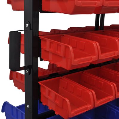Blue & Red Garage Tool Organiser with Bottom Drawer & castors