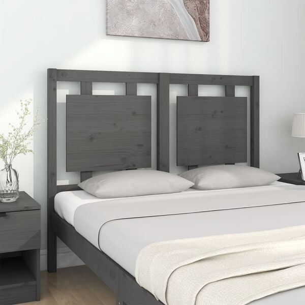 vidaXL Bed Headboard Grey 125.5x4x100 cm Solid Pine Wood