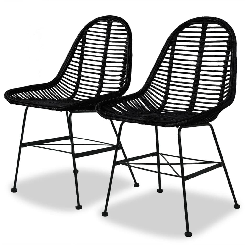 Black and white outlet rattan dining chairs