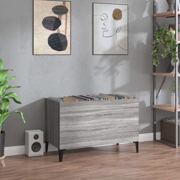 vidaXL Record Cabinet Grey Sonoma 74.5x38x48 cm Engineered Wood