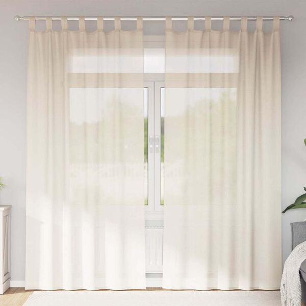 vidaXL Voile Curtains with Tab Top 2 pcs Cream