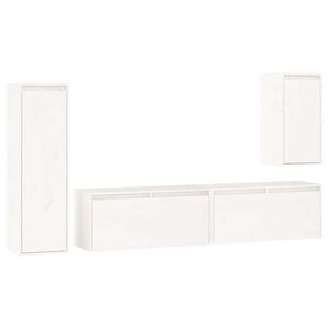 vidaXL TV Cabinets 4 pcs White Solid Wood Pine