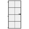 vidaXL Interior Door Slim Black 93x201.5 cm Tempered Glass and Aluminium