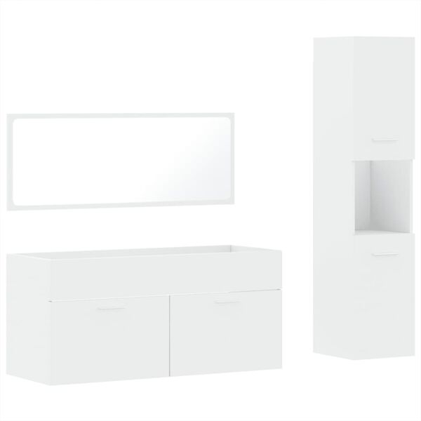 vidaXL 3 Piece Bathroom Furniture Set White Engineered Wood