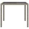 vidaXL Garden Table 90x90x75 cm Tempered Glass and Poly Rattan Grey