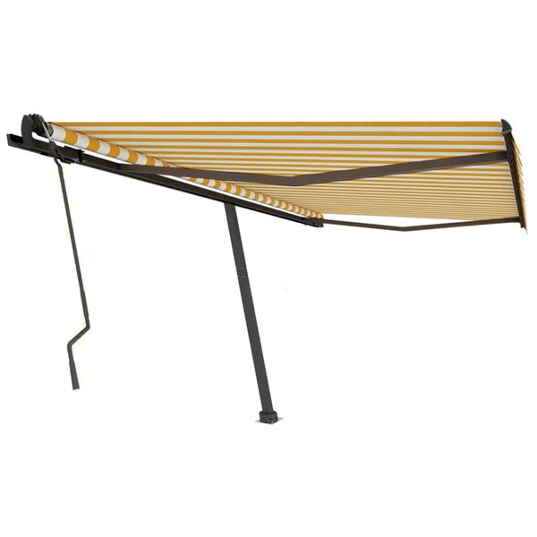 vidaXL Freestanding Manual Retractable Awning 450x350 cm Yellow/White