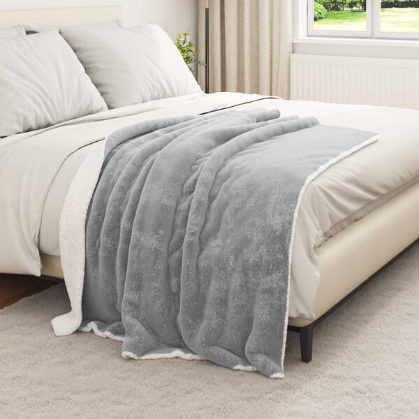 vidaXL Throw Blanket Grey 130 x 150 cm Fleece