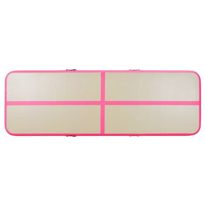 vidaXL Inflatable Gymnastics Mat with Pump 300x100x10 cm PVC Pink