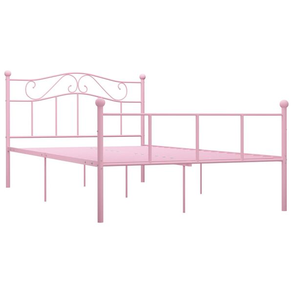 vidaXL Bed Frame without Mattress Pink Metal 160x200 cm